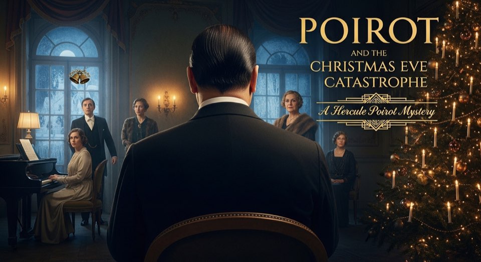 Cover illustration for Poirot and the Christmas Eve Catastrophe