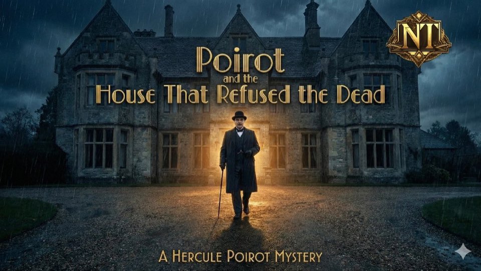 Cover illustration for Poirot and the House That Refused the Dead