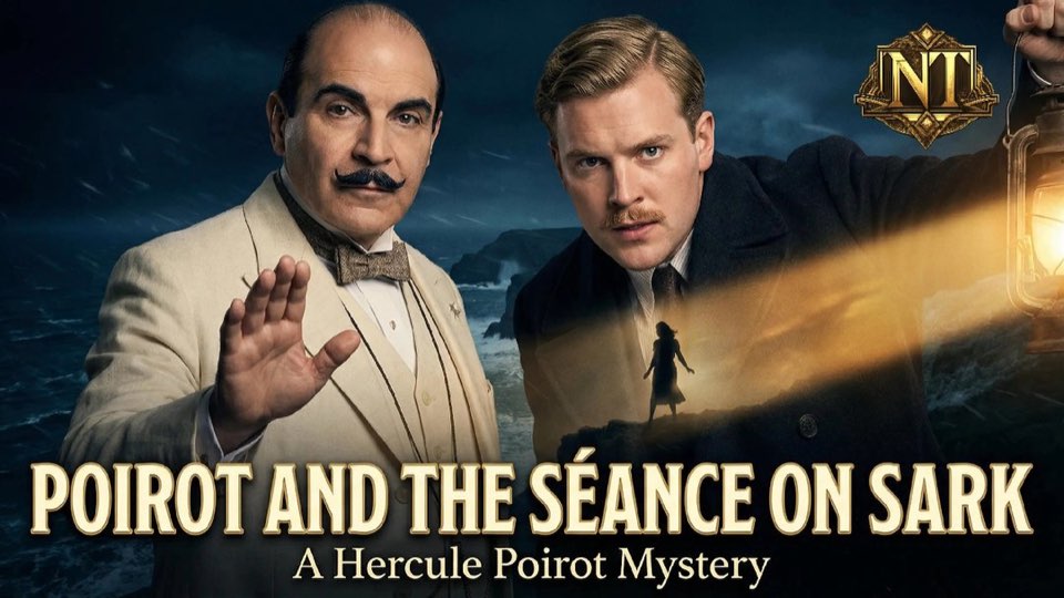 Cover illustration for Poirot and The Séance on Sark