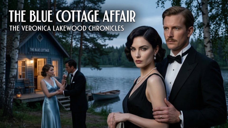 Cover illustration for The Blue Cottage Affair