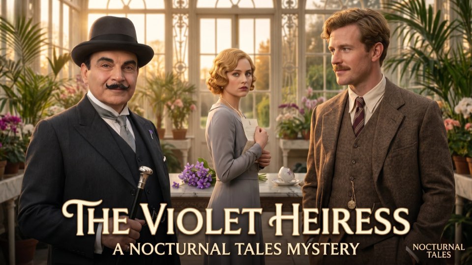 Cover illustration for Poirot and the Violet Heiress